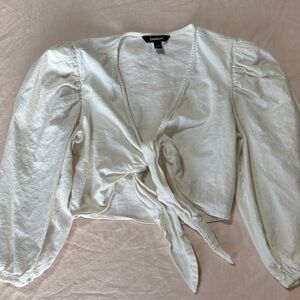 Express Women's Ivory Tie-Front Blouse
